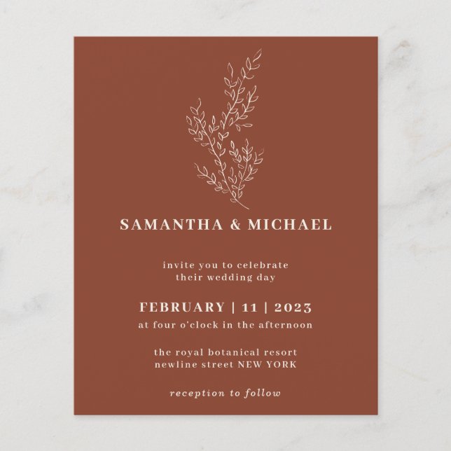 Flyer Queda Floral Boho Terracotta marrom Orçamento botâ (Frente)