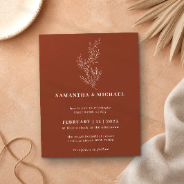 Flyer Queda Floral Boho Terracotta marrom Orçamento botâ