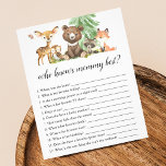 Flyer Quem Conhece O Melhor Chá de fraldas De Animais De<br><div class="desc">Quem conhece melhor a mamãe? O jogo apresenta a ilustração dos animais da floresta.</div>