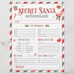 Flyer Questionário de troca de presentes de Natal para P
