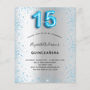 Flyer Quinceanera, convite orçamental para o brilho da p