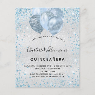 Flyer Quinceanera, convite orçamental para o brilho da p
