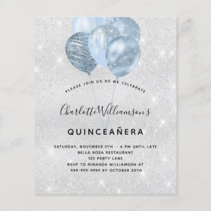 Flyer Quinceanera, convite orçamental para o brilho da p