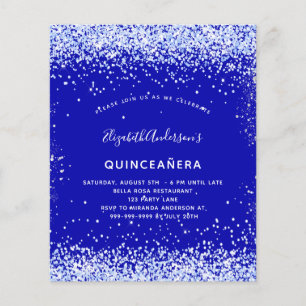Flyer Quinceanera - convite para orçamento real azul bra