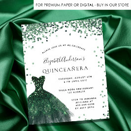 Flyer Quinceanera emerald green vestimenta verdejante or