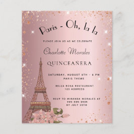 Flyer Quinceanera Paris escamoteia convite orçamental ro