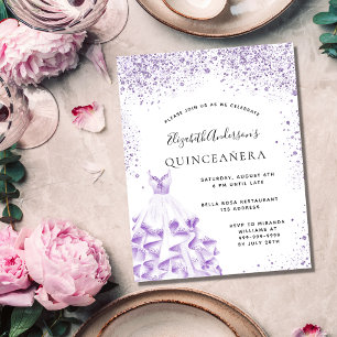 Flyer Quinceanera violet White dress orçamento