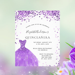 Flyer Quinceanera violet White dress orçamento