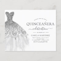 Quinceanera White e Silver Glitter