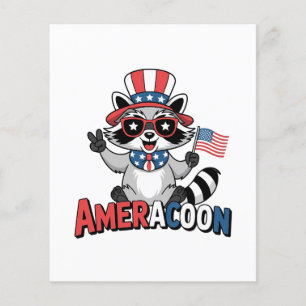 Flyer Raccoon Americoon Patriótico 4º de julho América