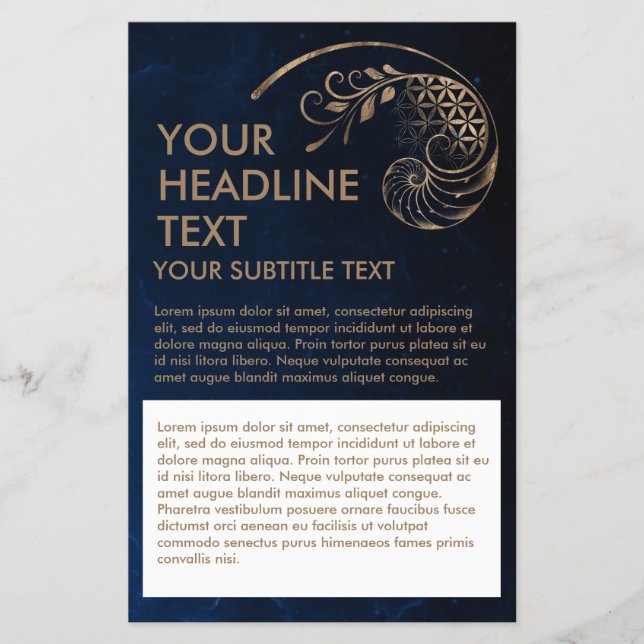 Flyer Rácio do ouro - Flor da vida - Geometria Sagrada (Frente)