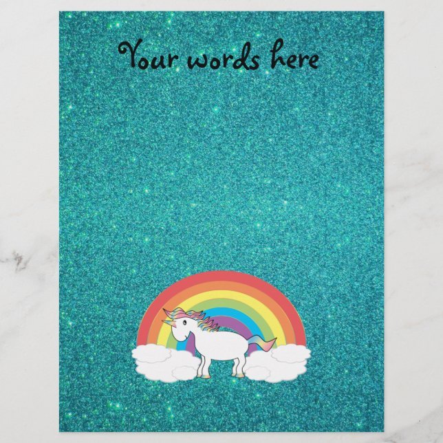Flyer Rainbow unicorn turquoise glitter (Frente)