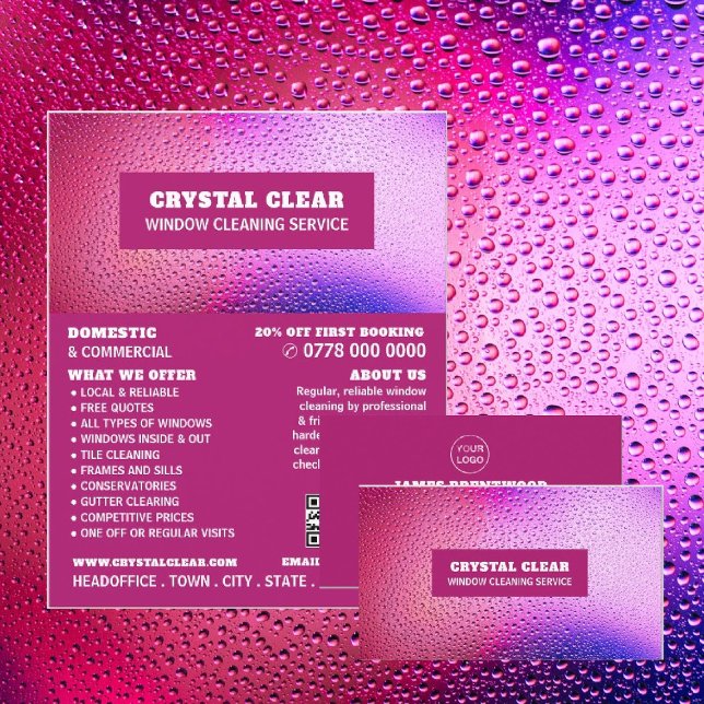 Flyer Raindroits, Limpeza de Janelas, Aviso de Serviço d (Criador carregado)