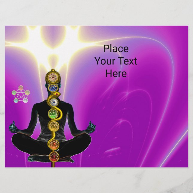 Flyer RAIO DE ASCLEPIUS,7 CHAKRAS YOGA LOTUS POSE Rosa (Frente)