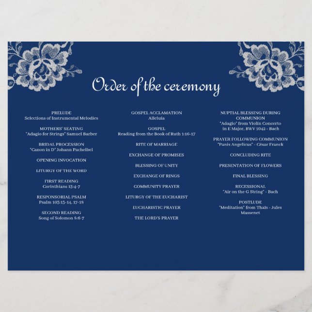Flyer Raios Florais Elegantes no Casamento Azul Marinho (Verso)