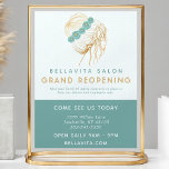 Flyer Reabertura do Covid do Logotipo Floral Dourado de<br><div class="desc">Folheto de reabertura do logotipo Dourado Floral Updo Teal de Salão "Com as novas medidas de segurança do Covid 19 para manter nossos clientes e funcionários seguros." Personalize este design personalizado com seu próprio texto,  logotipo e detalhes comerciais.</div>