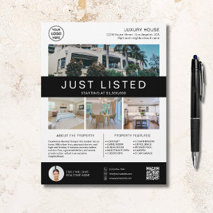 Flyer Real Estate House for Sale Logo Foto QR White