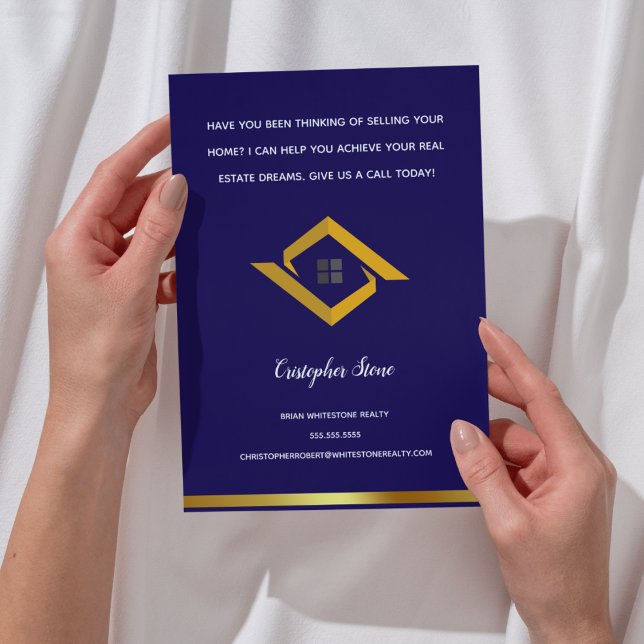 Flyer Real Estate Navy Blue House Logo Modern Realtor (Real Estate Navy Blue House Logo Modern Realtor Flyer)