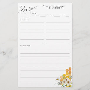 Flyer Receita da Cozinha Bumblebee de Honeycomb Floral
