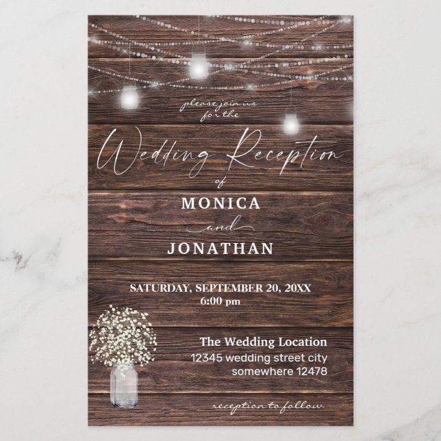 Flyer Recepção de casamento das luzes respiratórias do b (Frente)