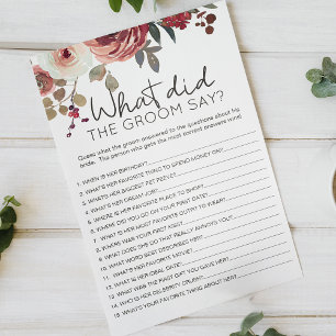 Flyer Red Blush Floral Rosa Game diria o noivo