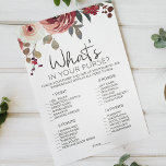 Flyer Red Blush Floral Rosa Jogo O Que Há Na Sua Bolsa<br><div class="desc">O que há no seu jogo de chá de panela da bolsa. Vermelho e Blush Floral com Aquarela. Itens correspondentes para concluir sua coleção de eventos estão disponíveis em nossa loja Zazzle!</div>