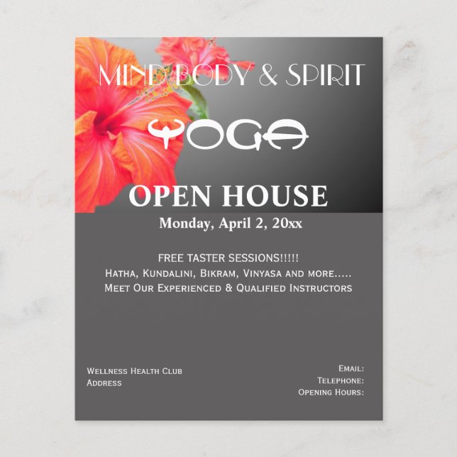 Flyer Red Hibiscus Yoga A5 (Frente)