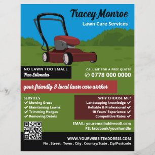Flyer Red Lawn-Mower Scene, Serviços de Cuidados Lançado