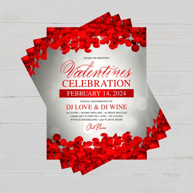 Flyer Red Petals & Roses Valentine's Day Event  (Criador carregado)