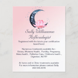 Flyer Reflexologia Rosa Lotus Flor Moon Business