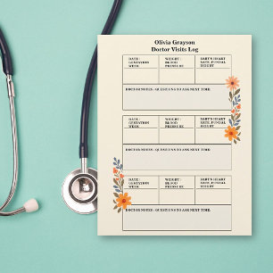 Flyer Registro de Visitas Médicas Florais Aconchegantes