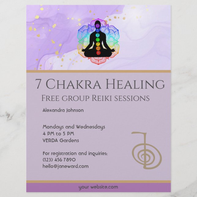 Flyer Reiki Master Zen Lavanda Chakra Energy Healer (Frente)
