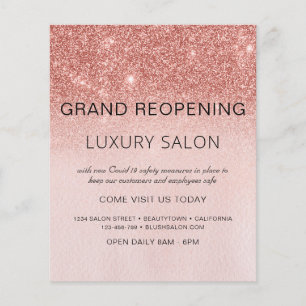 Flyer Reinauguração Grandioso Salão de Brilho Rose Gold