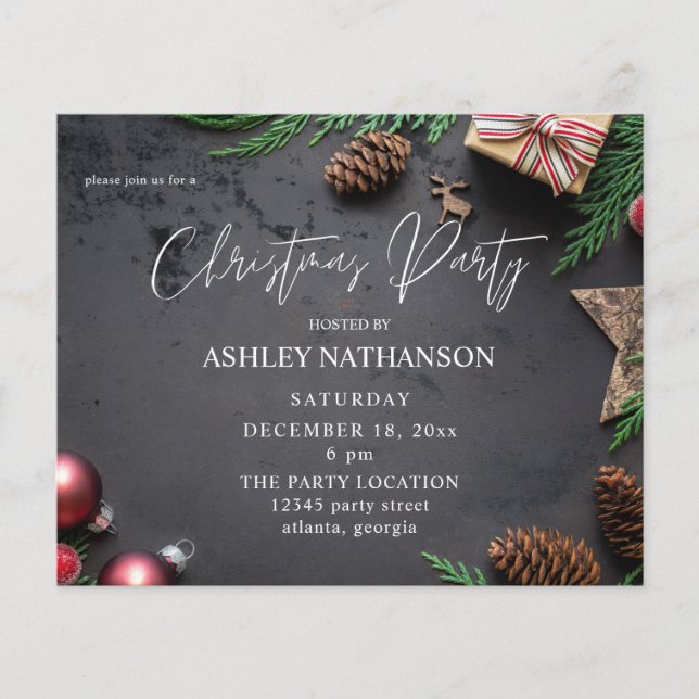 Flyer Reindeer de Orçamento e Pine Russo Festa de Natal (Frente)