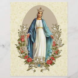 Flyer Religioso Rosa Vermelha Católica Virgem Maria Bend