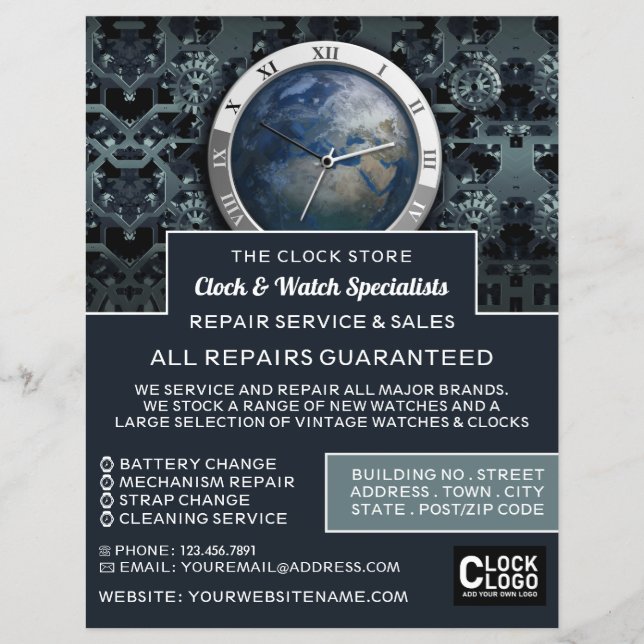 Flyer Relógio da Terra, Publicidade Horologista (Frente)