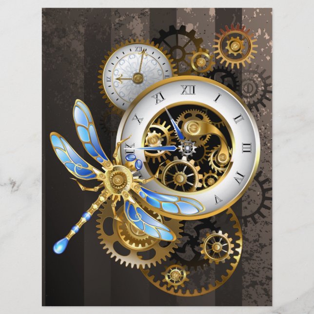 Flyer Relógio Steampunk com Libélula Mecânica (Frente)
