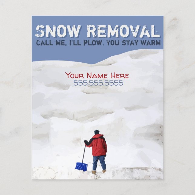 Flyer Remoção de Neve. Snow Plow Business. Personalizáve (Frente)