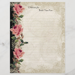 Flyer Renda Preta e Creme de Rosa Vintage Estilo Barroco