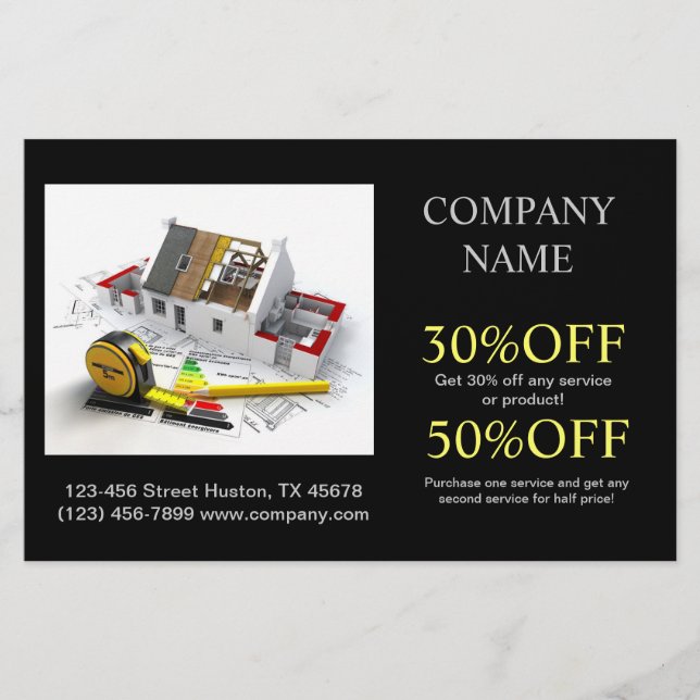 Flyer Renovação de edifícios para reparação de telhados (Frente)