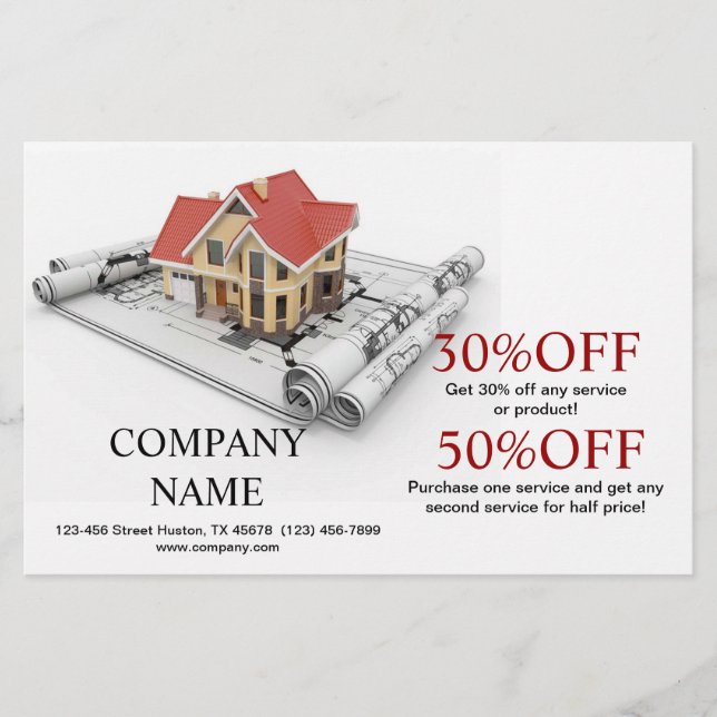 Flyer Renovação de edifícios para reparação de telhados (Frente)