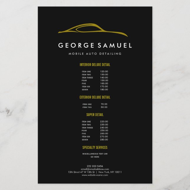 Flyer Reparo de Carros Personalizados e Detalhamento de  (Frente)