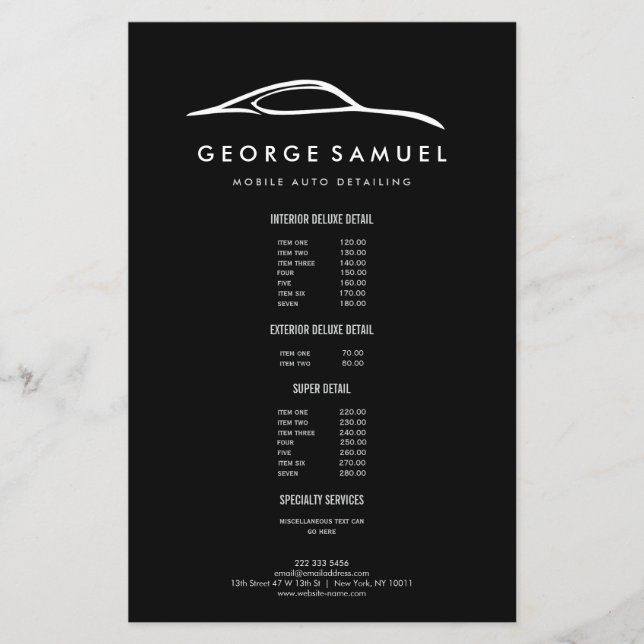 Flyer Reparo de Carros Personalizados e Detalhamento de  (Frente)