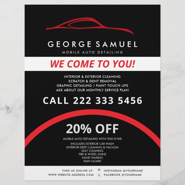 Flyer Reparo Personalizado de Carros e Detalhamento Auto (Frente)