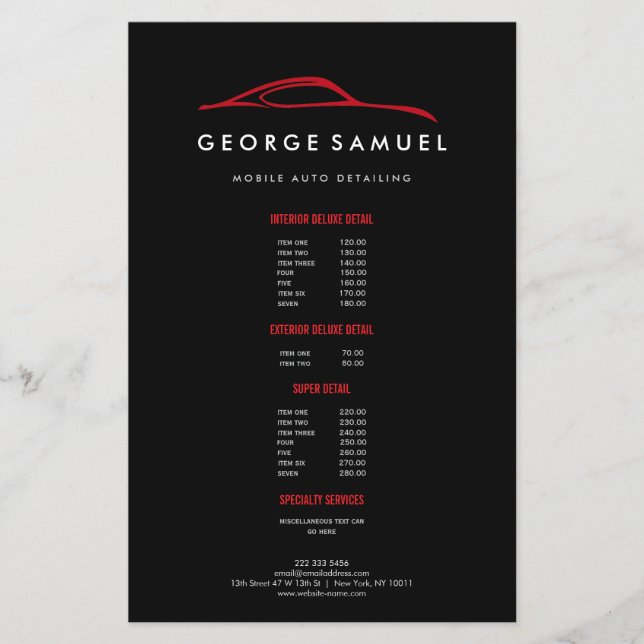 Flyer Reparos Personalizados de Carros e Detalhamento Au (Frente)