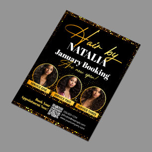 Flyer Reserva de Promo do Salão de Cabelo Preto Luxo Dou