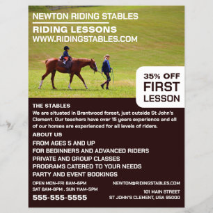 Flyer Retrato de Cavalo, Instrutor de Corrida, Academia