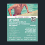 Flyer Retrato de Couro Masculino, Limpeza de Piscinas Na<br><div class="desc">Retrato de Couro Masculino,  Serviço de Limpeza de Piscinas de Nadação Folheto Publicitário da Loja de Cartão de visita.</div>