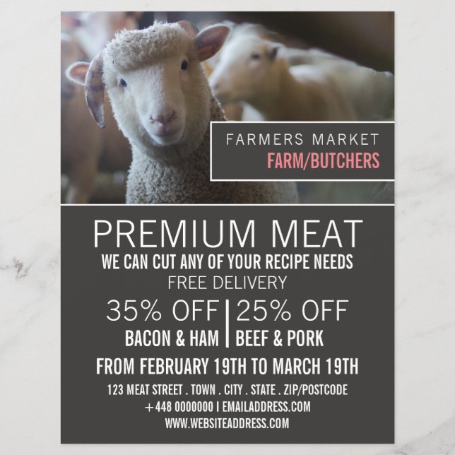 Flyer Retrato de Ovelha, Publicidade de Fazendeiro e Aço (Frente)