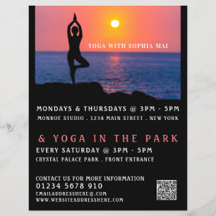 Flyer Retrato de Praia, Publicidade De Classe Yoga